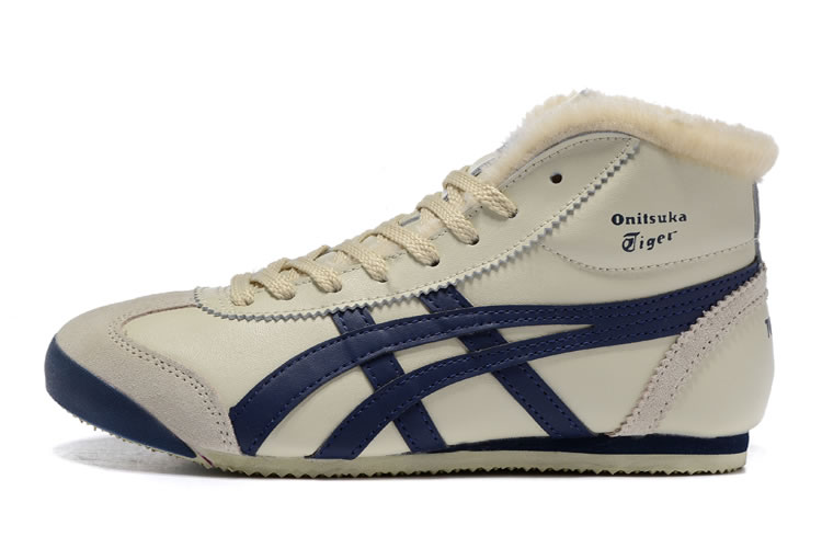 Onitsuka Tiger Mexico Mid Runner (Beige/ DK Blue) Shoes [THL328