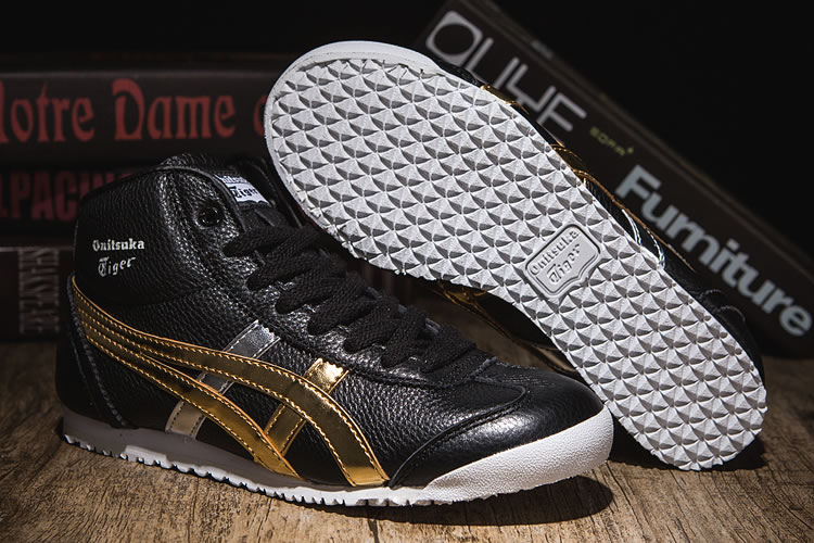 (Black/ Gold/ Silver) Onitsuka Tiger Mexico Mid Runner New Shoes