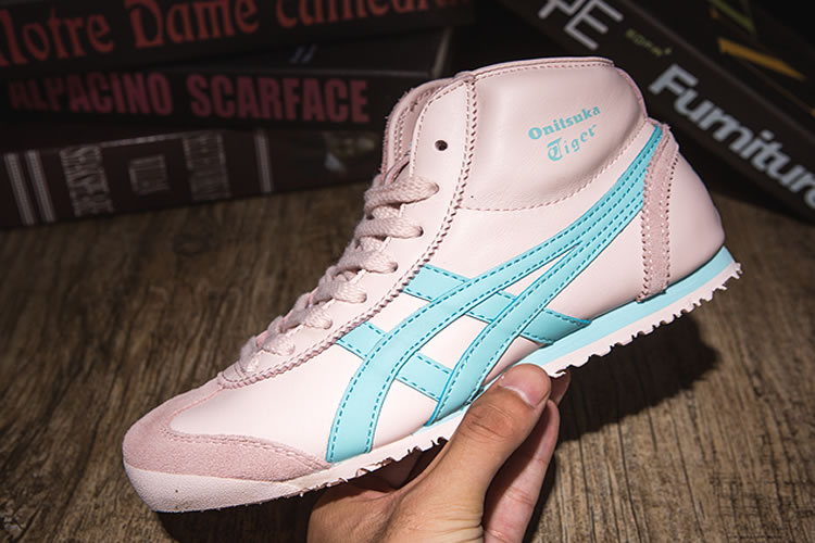 (Pink/ LT Blue) Onitsuka Tiger Mexico Mid Runner Women Shoes - Click Image to Close