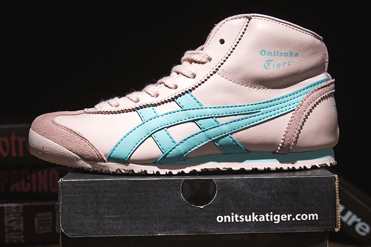 (Pink/ LT Blue) Onitsuka Tiger Mexico Mid Runner Women Shoes - Click Image to Close