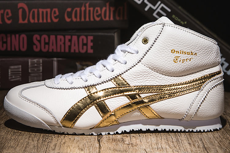 (White/ Gold) Onitsuka Tiger Mid Runner Shoes - Click Image to Close