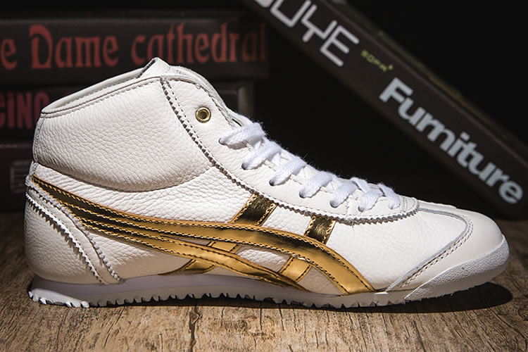 (White/ Gold) Onitsuka Tiger Mid Runner Shoes
