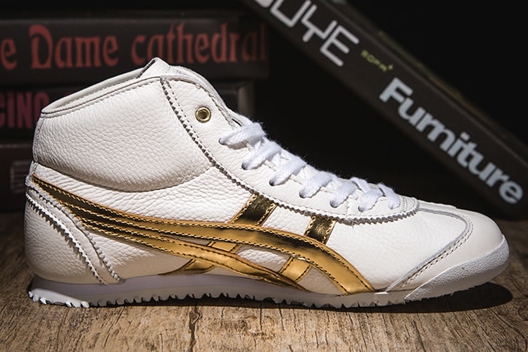 (White/ Gold) Onitsuka Tiger Mid Runner Shoes - Click Image to Close