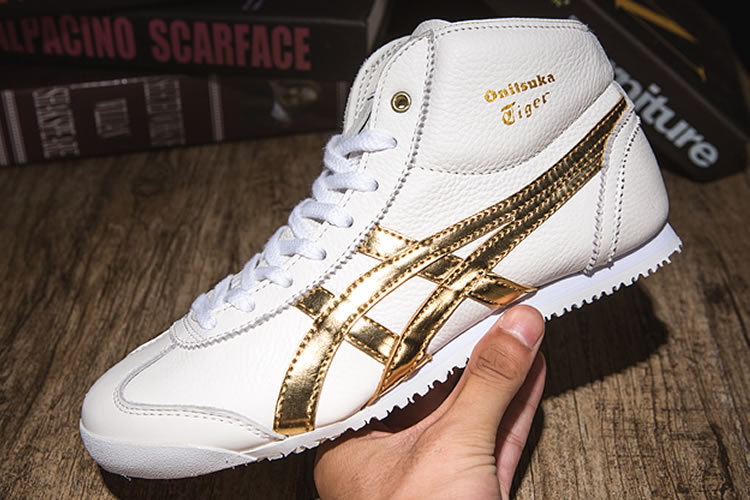 (White/ Gold) Onitsuka Tiger Mid Runner Shoes - Click Image to Close