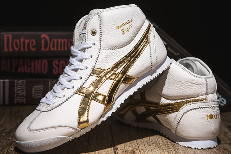 (White/ Gold) Onitsuka Tiger Mid Runner Shoes