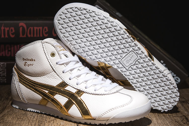 (White/ Gold) Onitsuka Tiger Mid Runner Shoes - Click Image to Close