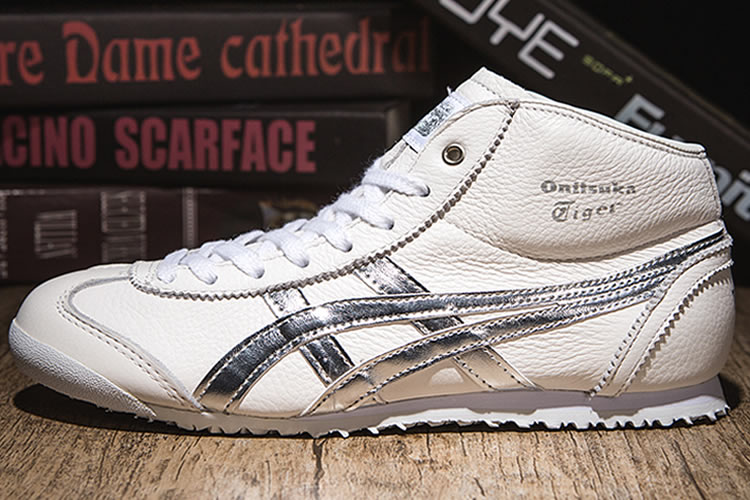 (White/ Silver) Onitsuka Tiger Mexico Mid Runner Shoes - Click Image to Close