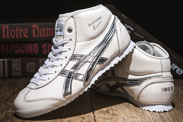 (White/ Silver) Onitsuka Tiger Mexico Mid Runner Shoes - Click Image to Close