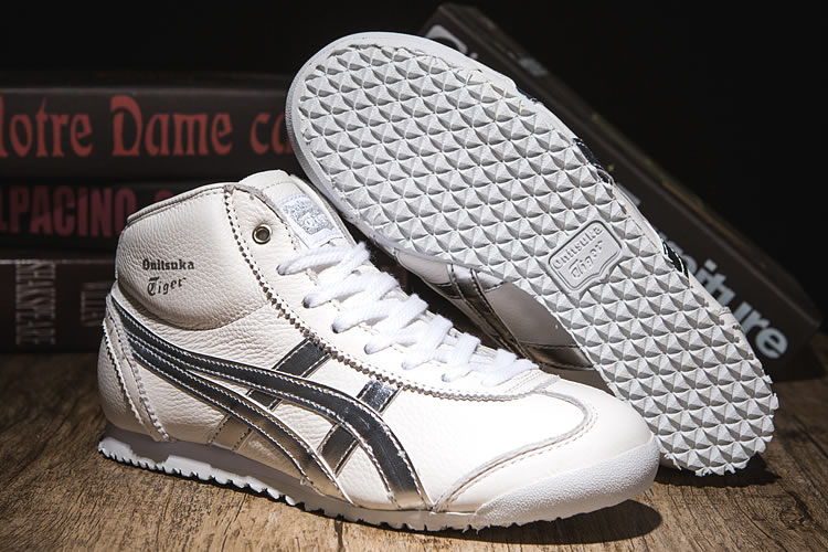 (White/ Silver) Onitsuka Tiger Mexico Mid Runner Shoes - Click Image to Close