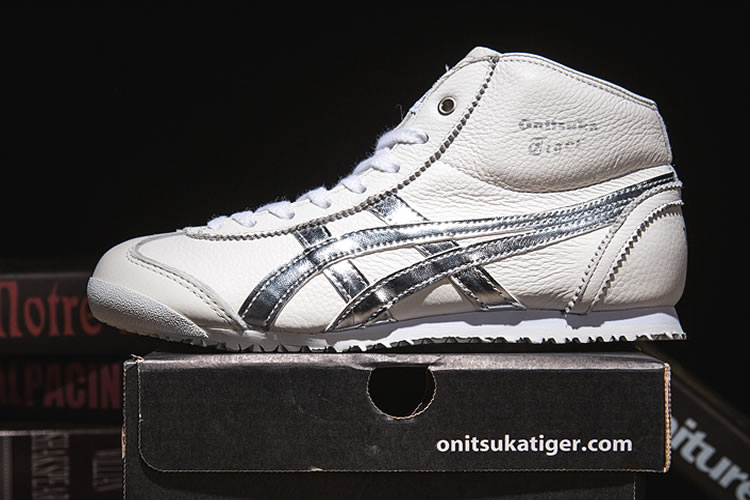 (White/ Silver) Onitsuka Tiger Mexico Mid Runner Shoes - Click Image to Close