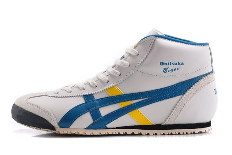 (White/ Blue/ Yellow) Onitsuka Tiger Mid Runner Shoes - Click Image to Close