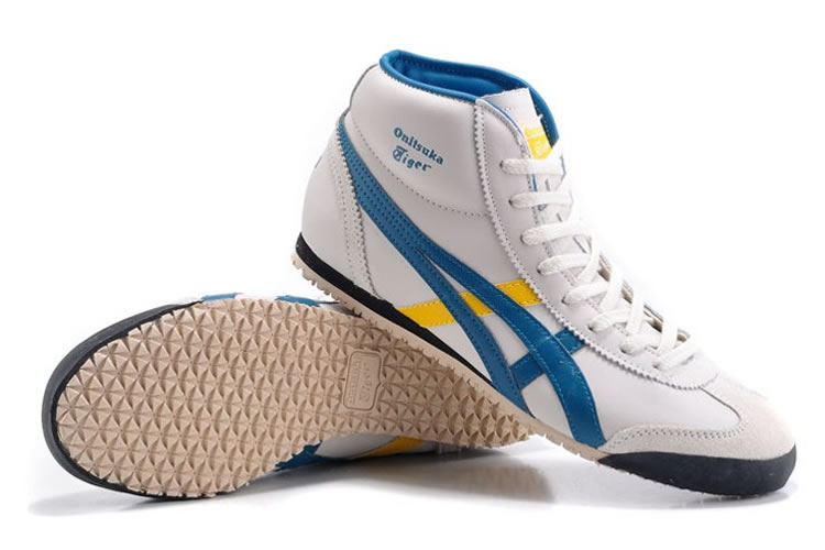 (White/ Blue/ Yellow) Onitsuka Tiger Mid Runner Shoes - Click Image to Close