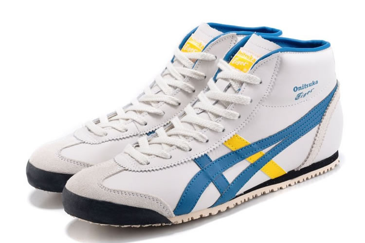 (White/ Blue/ Yellow) Onitsuka Tiger Mid Runner Shoes