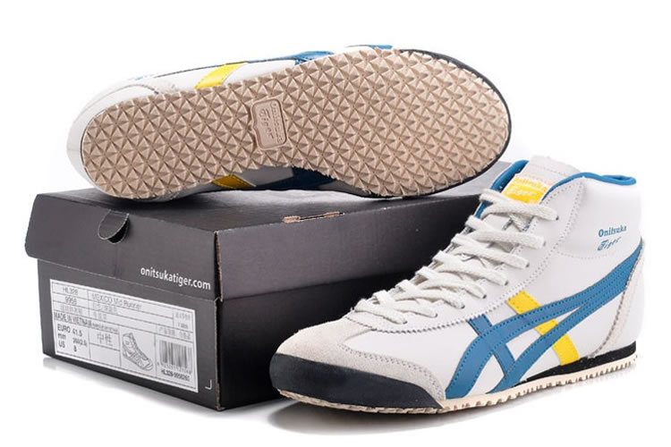 (White/ Blue/ Yellow) Onitsuka Tiger Mid Runner Shoes