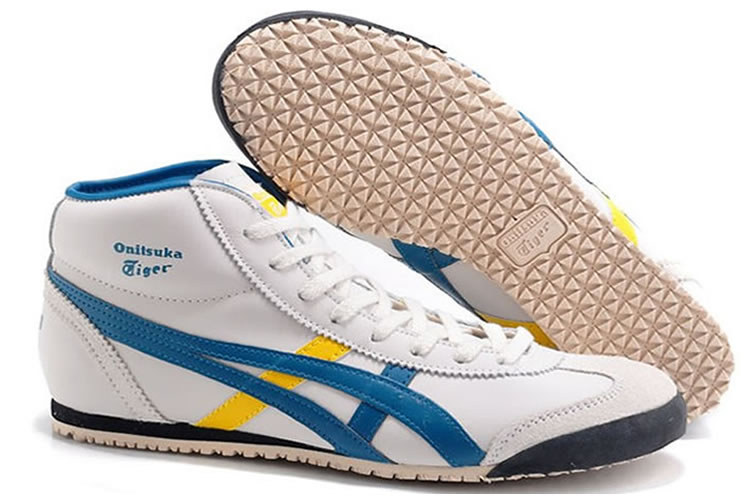 (White/ Blue/ Yellow) Onitsuka Tiger Mid Runner Shoes