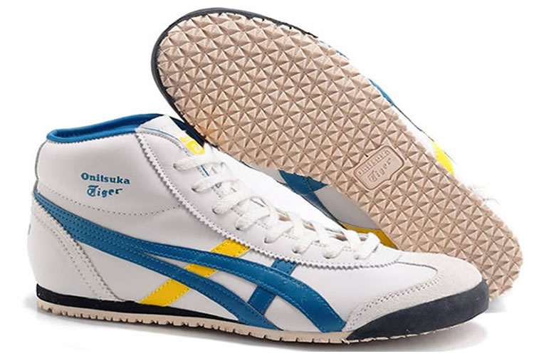 (White/ Blue/ Yellow) Onitsuka Tiger Mid Runner Shoes - Click Image to Close