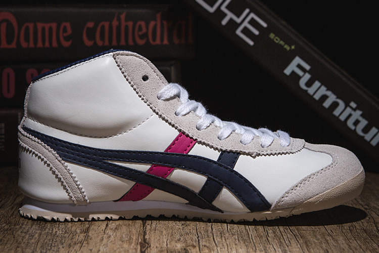 (White/ DK Blue/ Peach) Onitsuka Tiger Mid Runner Shoes