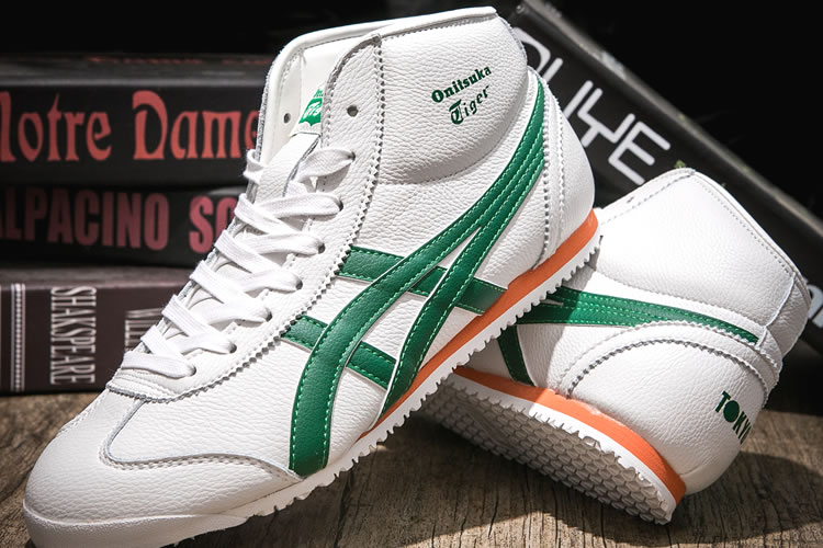 (White/ Green/ Orange) Onitsuka Tiger Mid Runner New Shoes