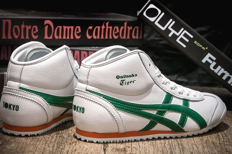 (White/ Green/ Orange) Onitsuka Tiger Mid Runner New Shoes - Click Image to Close