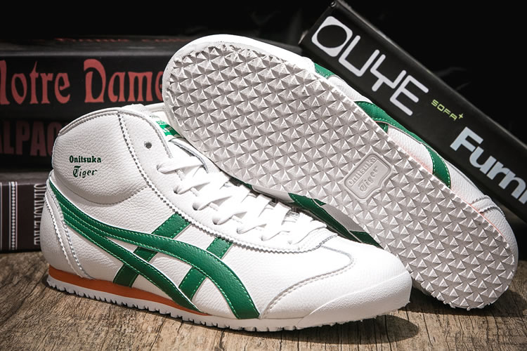 (White/ Green/ Orange) Onitsuka Tiger Mid Runner New Shoes