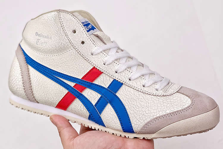 (Cracked Beige/ Royal Blue/ Red) Onitsuka Tiger Mid Runner Shoes