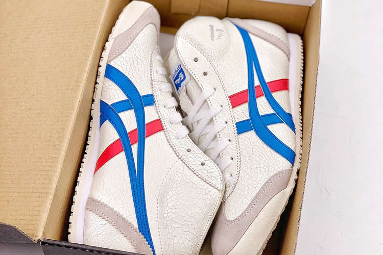 (Cracked Beige/ Royal Blue/ Red) Mid Runner Shoes - Click Image to Close