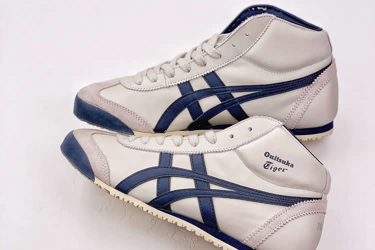 (Beige/ DK Blue) Onitsuka Tiger Mexico Mid Runner Shoes