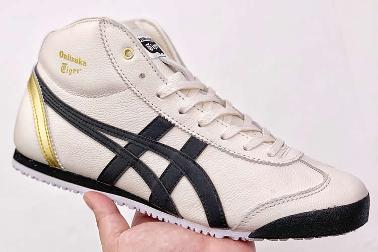 (White/ Black/ Gold) Onitsuka Tiger Mexico Mid Runner Shoes