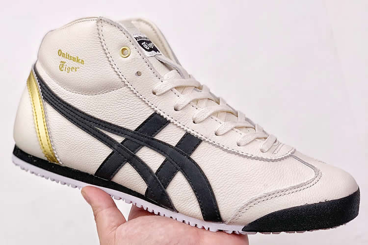 (White/ Black/ Gold) Onitsuka Tiger Mexico Mid Runner Shoes - Click Image to Close