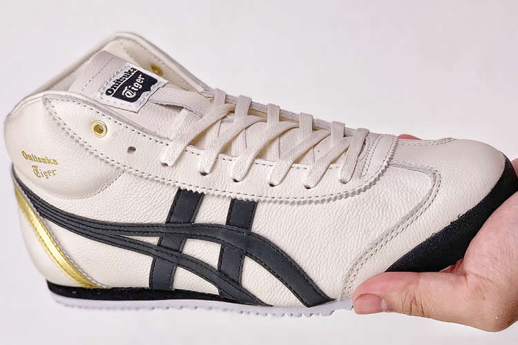 (White/ Black/ Gold) Onitsuka Tiger Mexico Mid Runner Shoes - Click Image to Close