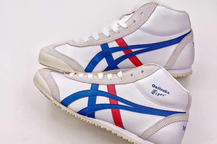 Onitsuka Tiger Mid Runner (White/ Royal Blue/ Red) Shoes - Click Image to Close