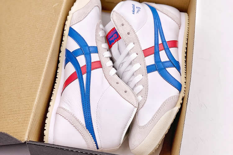 Onitsuka Tiger Mid Runner (White/ Royal Blue/ Red) Shoes - Click Image to Close