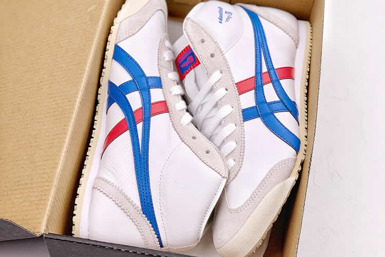 (White/ Royal Blue/ Red) Mexico Mid Runner Shoes