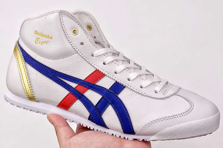 Onitsuka Tiger Mid Runner (White/ Blue/ Red/ Gold) Shoes - Click Image to Close