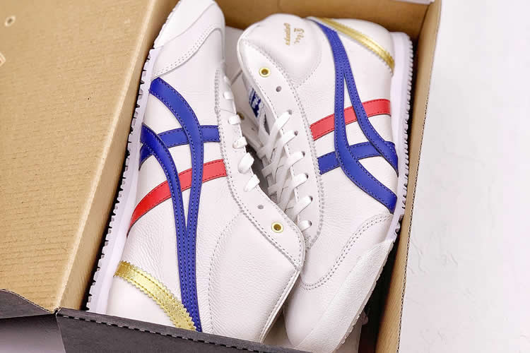 Onitsuka Tiger Mid Runner (White/ Blue/ Red/ Gold) Shoes