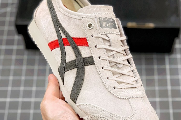 (Oatmeal/ Grey/ Red) Onitsuka Tiger Mexico 66 SD Shoes - Click Image to Close