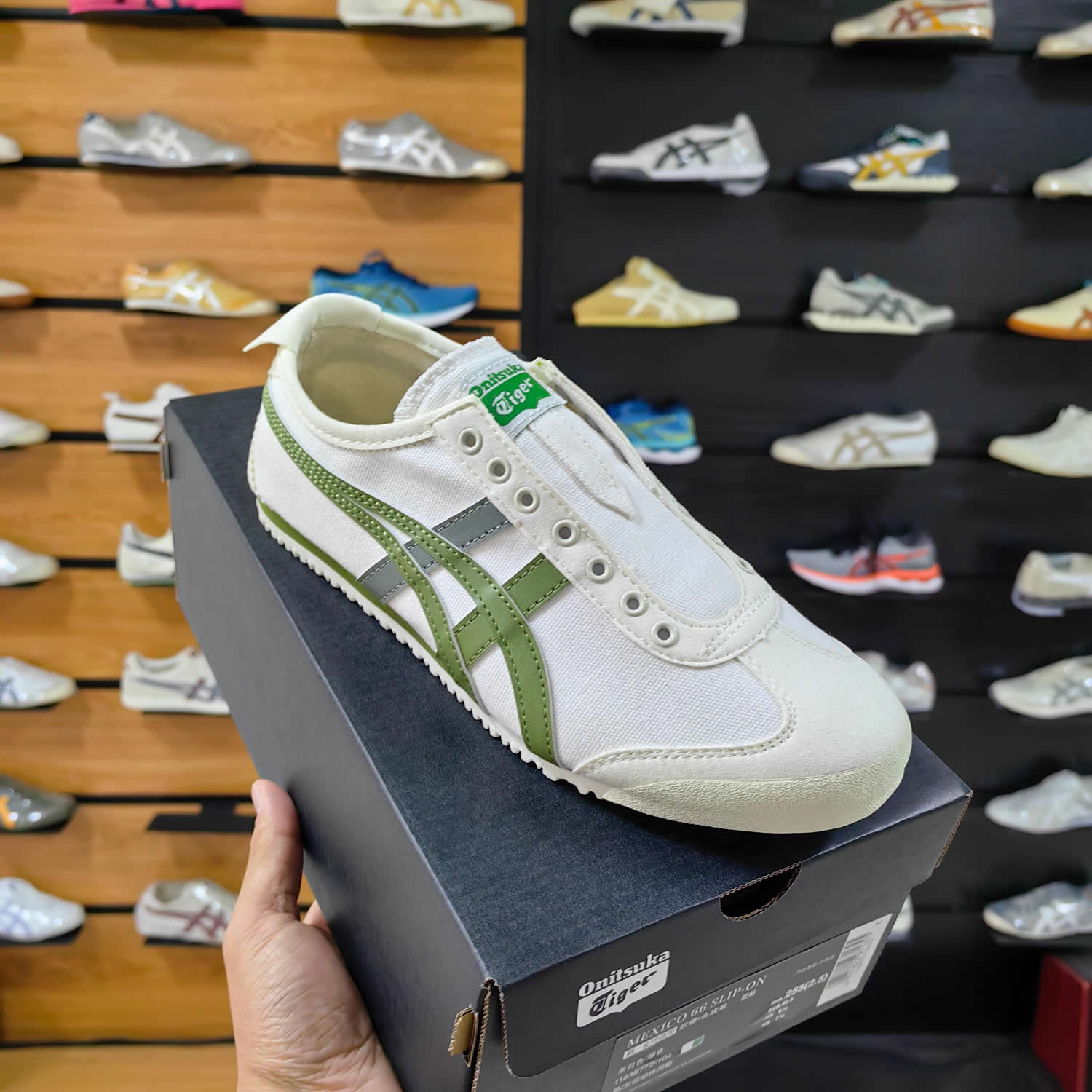 (Cream/ Green) Mexico 66 Slip On Shoes