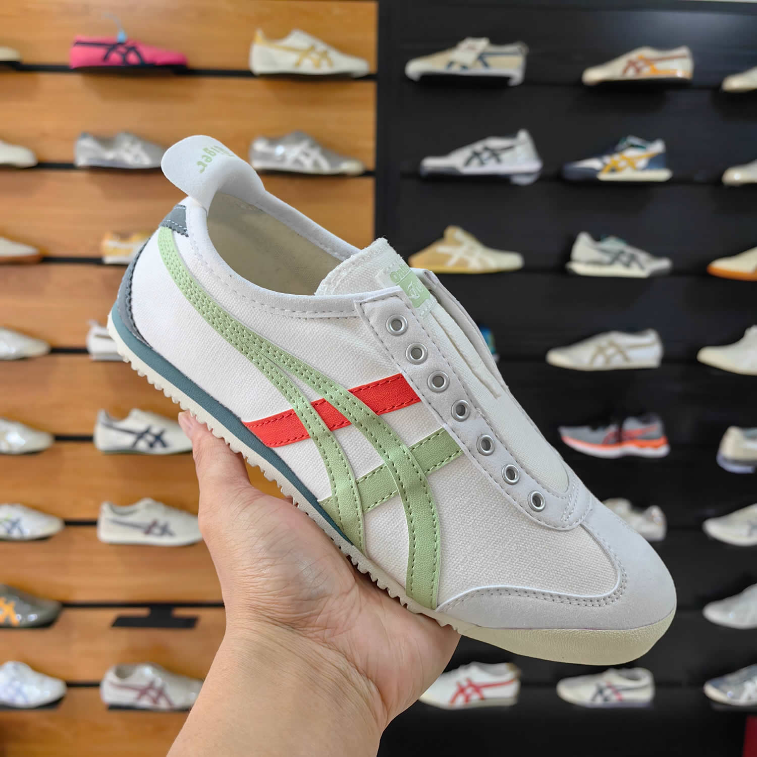 (White/ Jade) Mexico 66 Slip On Shoes