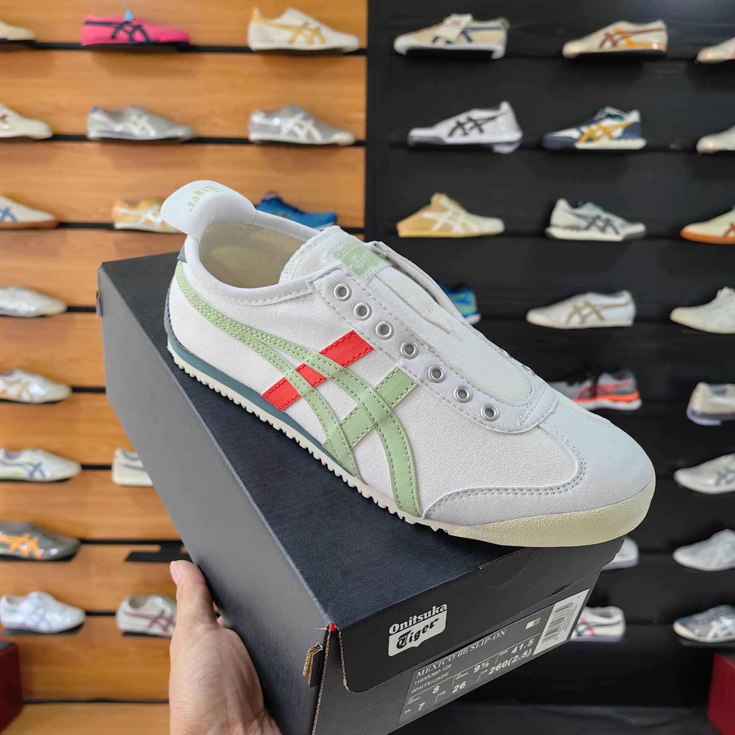 (White/ Jade) Mexico 66 Slip On Shoes