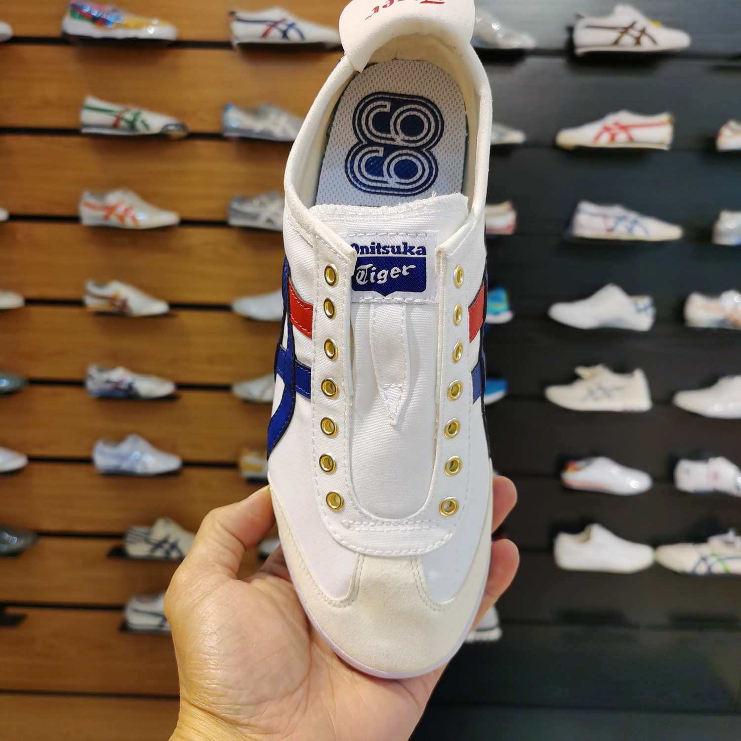 (White/ Blue/ Red/ Metallic Gold) Mexico 66 Slip On Shoes