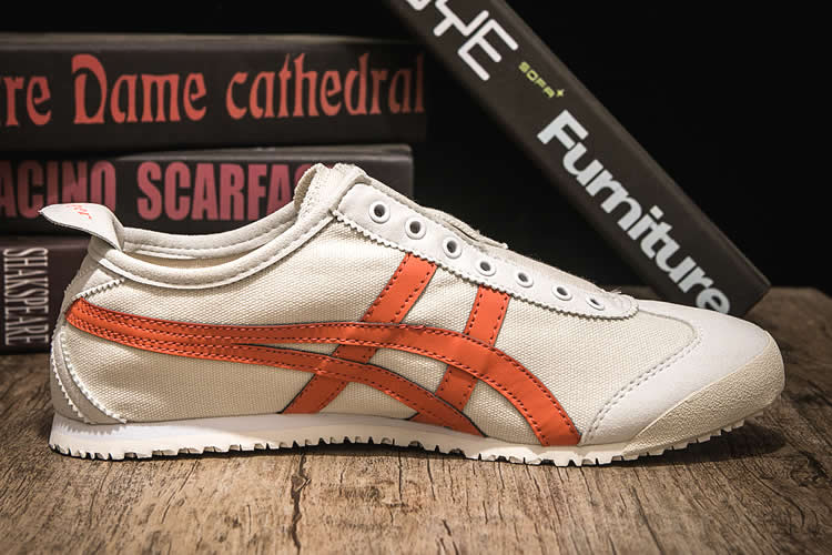 (Beige/ Orange) Onitsuka Tiger Mexico 66 SLIP ON Shoes - Click Image to Close