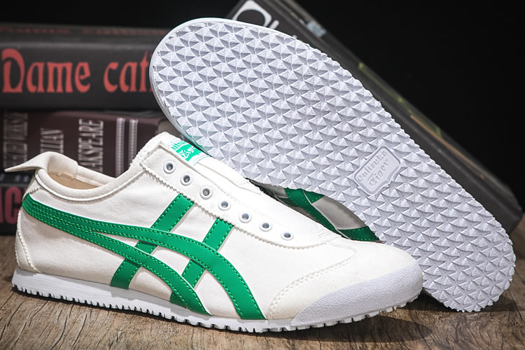 (White/ Green) Onitsuka Tiger SLIP ON Shoes - Click Image to Close