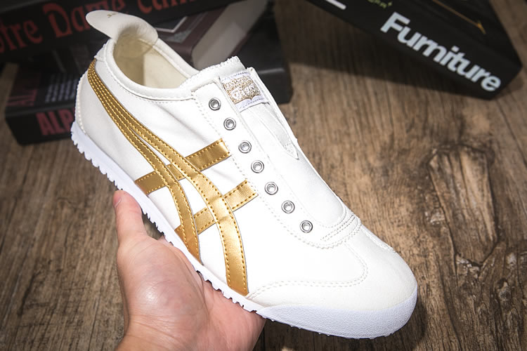 (White/ Pure Gold) Onitsuka Tiger 66 Slip On Shoes