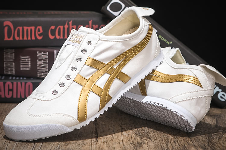 (White/ Pure Gold) Onitsuka Tiger 66 Slip On Shoes