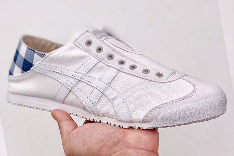 (White/ Blue Grids) Onitsuka Tiger Slip On Shoes