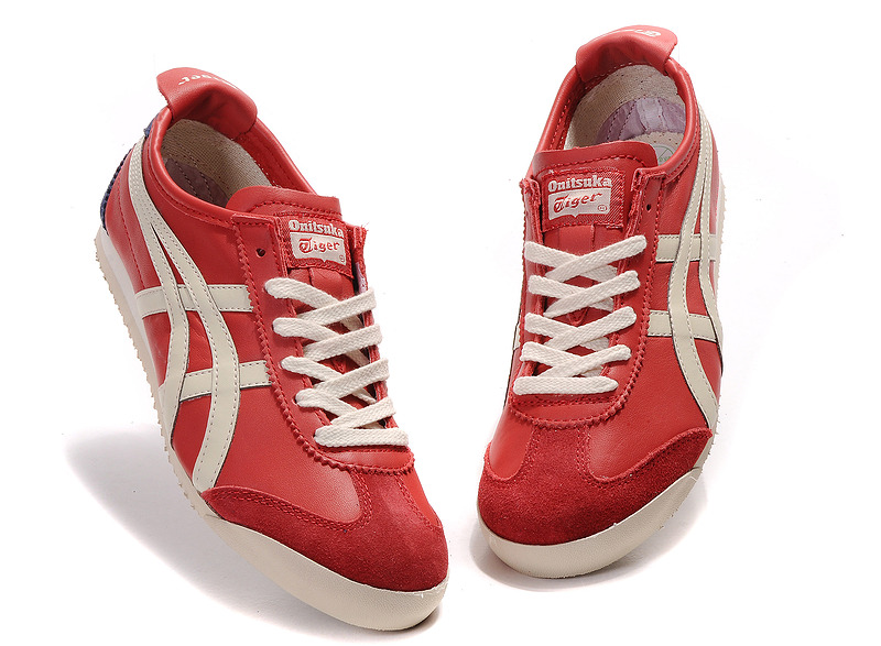 Womens Onitsuka Tiger Red Beige Blue Mexico 66 Shoes - Click Image to Close