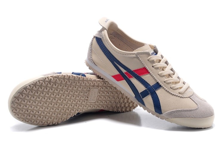 Womens Onitsuka Tiger Mexico 66 Beige Blue Red Shoes - Click Image to Close