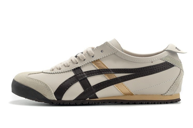 Womens Onitsuka Tiger Mexico 66 Beige Brown Gold Shoes - Click Image to Close