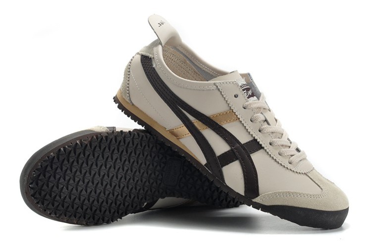 Womens Onitsuka Tiger Mexico 66 Beige Brown Gold Shoes - Click Image to Close