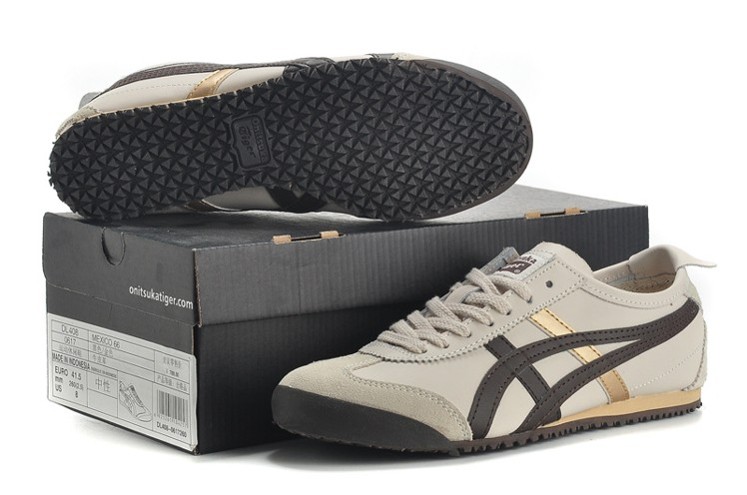 Womens Onitsuka Tiger Mexico 66 Beige Brown Gold Shoes - Click Image to Close